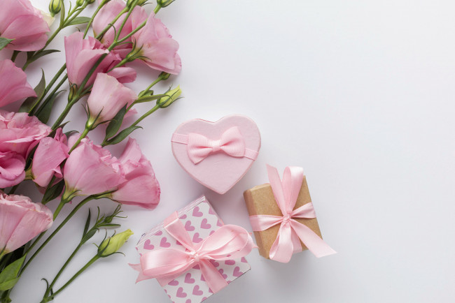 Обои картинки фото праздничные, подарки и коробочки, подарки, эустома