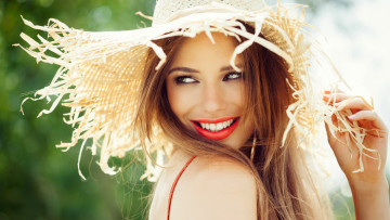 Картинка девушки -+лица +портреты соломенная шляпка улыбка красота