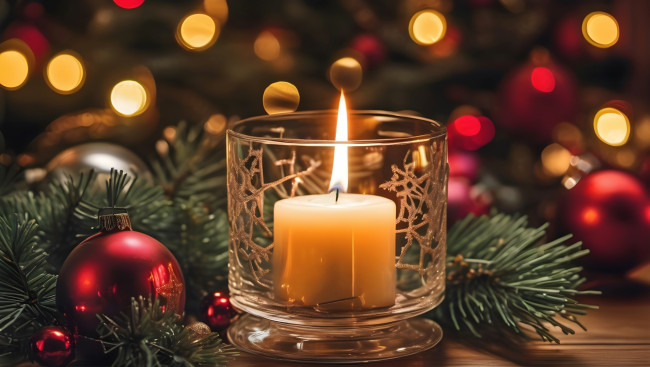 Обои картинки фото праздничные, новогодние свечи, свеча, огонек, подсвечник