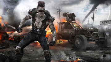 обоя видео игры, crossout, техника, машины, огонь, оружие, человек, нож