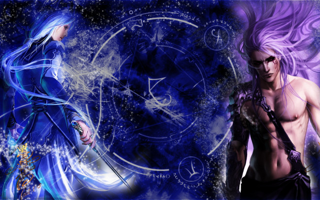 Обои картинки фото аниме, weapon, blood, technology