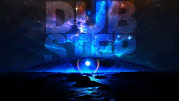 Картинка the eye of dubstep разное компьютерный дизайн глаз надпись небо звезды камни
