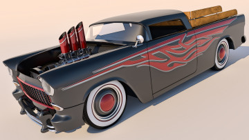 Картинка автомобили 3д 1955 chevrolet bel air nomad custom