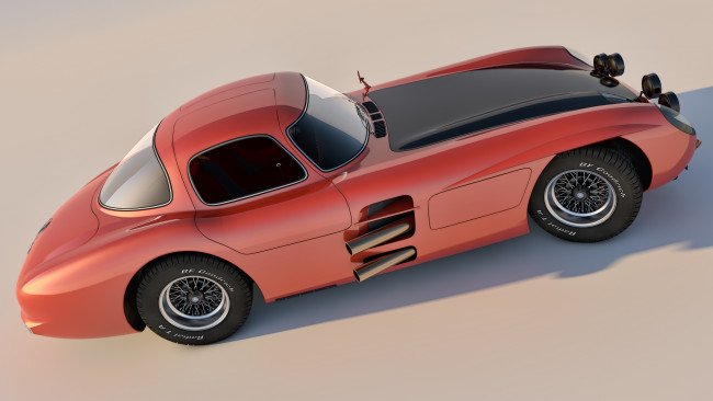 Обои картинки фото автомобили, 3д, sl, 300, benz, mercedes, 1955