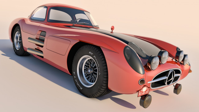Обои картинки фото автомобили, 3д, sl, 300, mercedes, benz, 1955