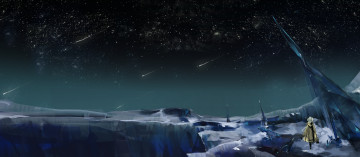 Картинка аниме pixiv+fantasia saberiii fantasia pixiv девушка звёзды ночь арт небо