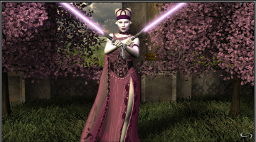 Картинка 3д+графика существа+ creatures оружие взгляд халк трава цветение сад сакура