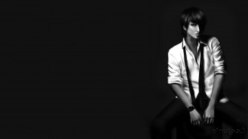 Картинка рисованное люди взгляд поза фон тёмный парень