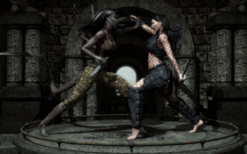 Картинка 3д+графика фантазия+ fantasy драка оружие халк девушка