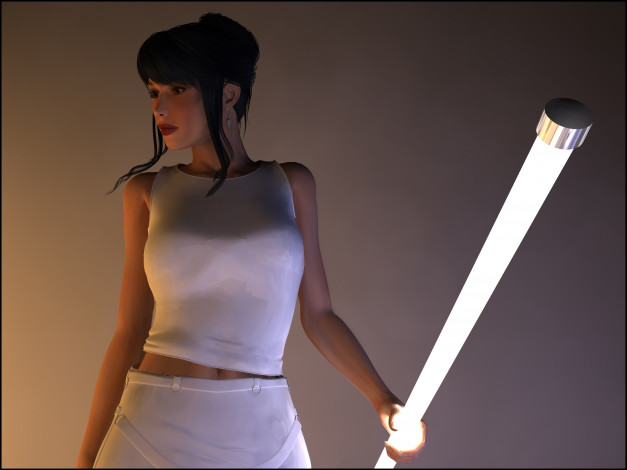 Обои картинки фото 3д графика, люди , people, юбка, фон, взгляд, девушка