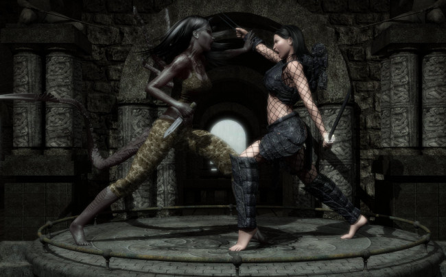 Обои картинки фото 3д графика, фантазия , fantasy, драка, оружие, халк, девушка