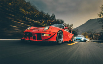 Картинка автомобили разные+вместе threes speed lexus porsche road