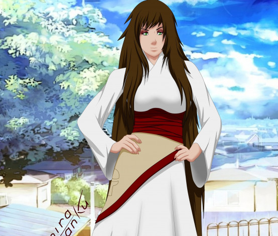 Обои картинки фото аниме, naruto, взгляд, девушка, kamira, furanku, фон