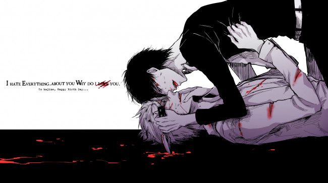 Обои картинки фото аниме, durarara, парни, шизуо, хейваджима, изая, орихара