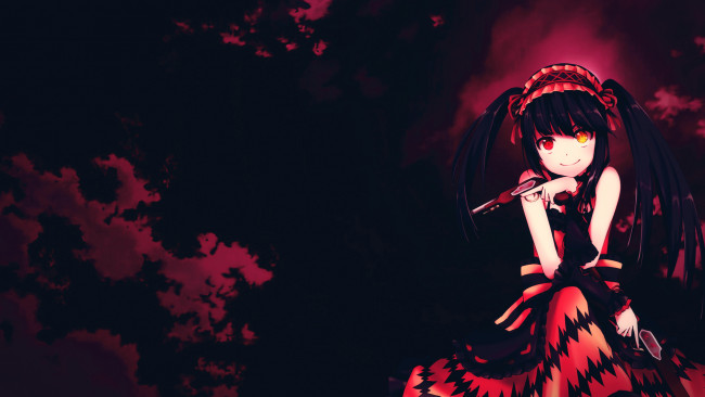 Обои картинки фото date alive, аниме, date a live, взгляд, девушка, оружие, фон