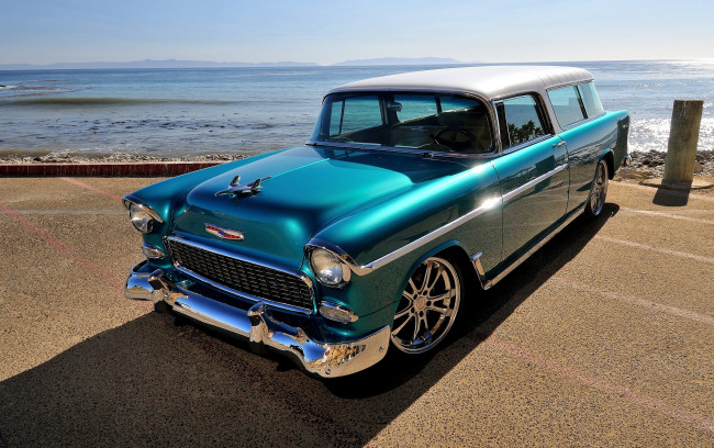 Обои картинки фото автомобили, chevrolet, chevy, blue, nomad