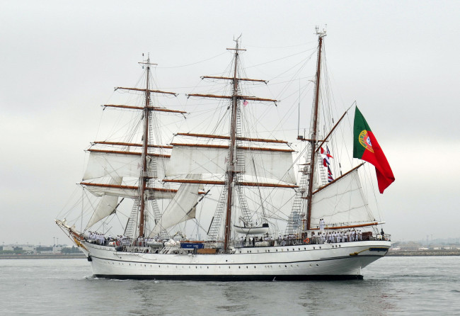 Обои картинки фото nrp sagres iii, корабли, парусники, паруса, мачты