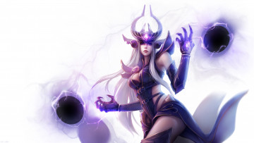 Картинка видео+игры league+of+legends девушка взгляд униформа фон syndra