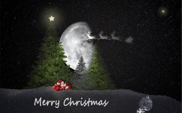 Картинка праздничные -+разное+ новый+год ели ночь олени подарки