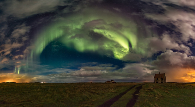 Обои картинки фото природа, северное сияние, простор