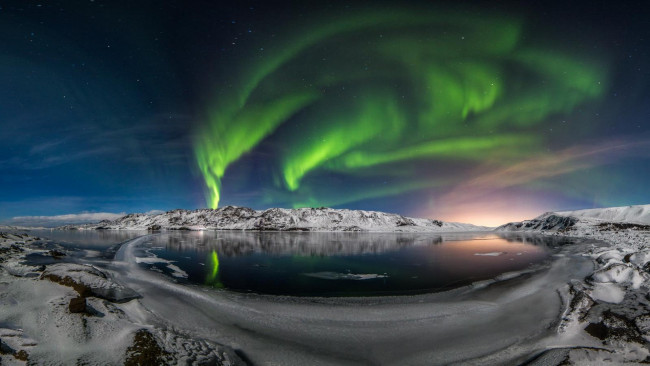 Обои картинки фото природа, северное сияние, простор