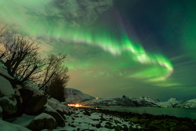 Обои картинки фото природа, северное сияние, простор