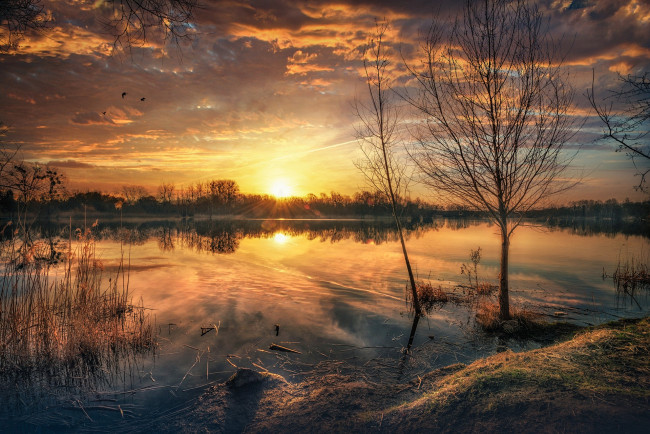 Обои картинки фото природа, восходы, закаты, простор