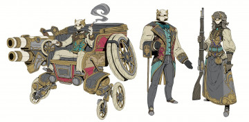 Картинка аниме оружие +техника +технологии существа повозка