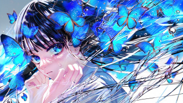 Картинка аниме животные +существа девушка