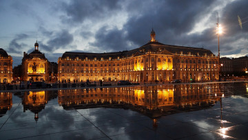 Картинка города -+огни+ночного+города бордо франция el espejo de agua светоотражающий бассейн набережная река гаронна площадь бурса michel corajoud