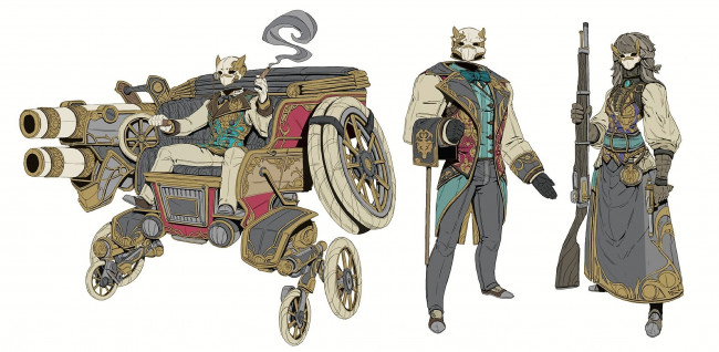 Обои картинки фото аниме, оружие,  техника,  технологии, существа, повозка