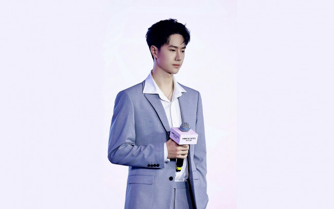 Обои картинки фото мужчины, wang yi bo, артист, костюм, микрофон