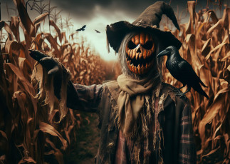 обоя праздничные, хэллоуин, пугало