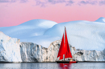 обоя корабли, яхты, яхта, паруса, море, лед, айсберги