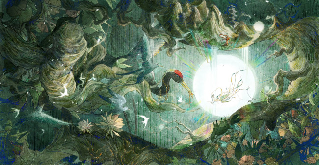 Обои картинки фото аниме, животные,  существа, девушка