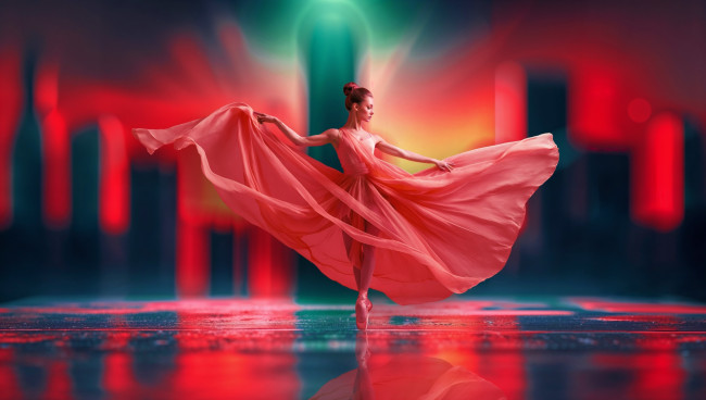 Обои картинки фото 3д графика, люди , people, балерина, розовое, платье