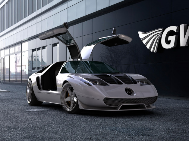 Обои картинки фото gwa, mercedes, benz, ciento, once, автомобили, 3д, gullwing, doors