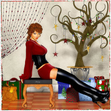 Картинка 3д графика people люди стул подарки девушка