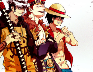 Картинка аниме one piece trafalgar law eustass kid monkey d luffy