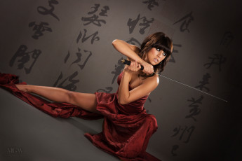 Картинка -Unsort+Брюнетки+Шатенки девушки unsort брюнетки шатенки меч сабля катана иероглифы