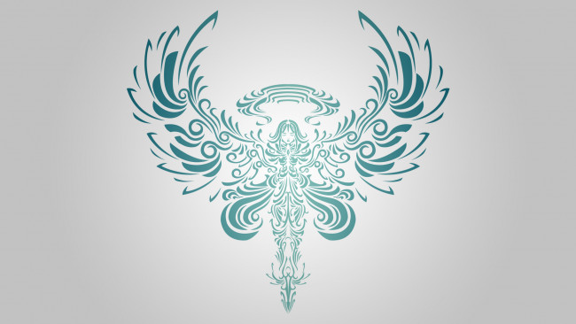 Обои картинки фото angel, векторная, графика, ангел, крылья, узор