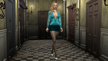 Картинка 3д+графика people+ люди коридор девушка