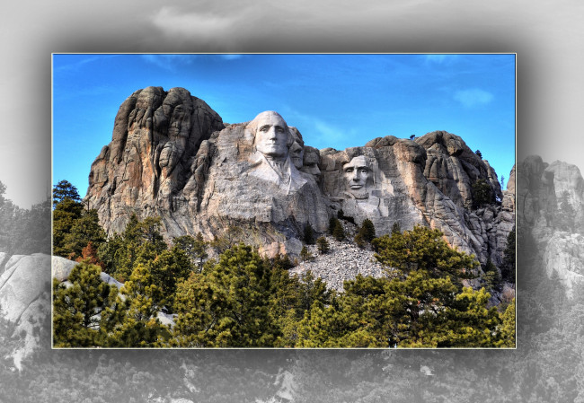 Обои картинки фото mount rushmore, природа, горы, сша, изваяния, президенты, лес, скалы