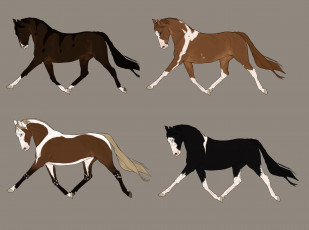 Картинка рисованное животные +лошади фон лошади