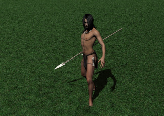 Картинка 3д+графика фантазия+ fantasy мужчина взгляд копье трава