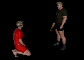 Картинка 3д+графика люди+ people оружие фон взгляд мужчина девушка