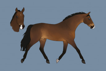 Картинка рисованное животные +лошади фон лошадь