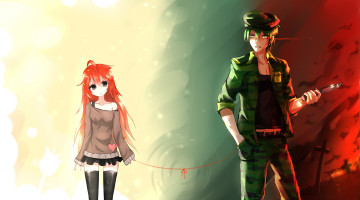 Картинка аниме оружие +техника +технологии арт sen ya flippy девушка парень flaky happy tree friends