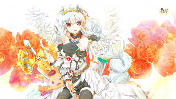 Картинка аниме ангелы +демоны девушка арт heco mama взгляд крылья животные