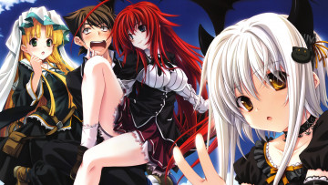 Картинка аниме highschool+dxd rias gremory toujou koneko парень девушки asia argento highschool dxd